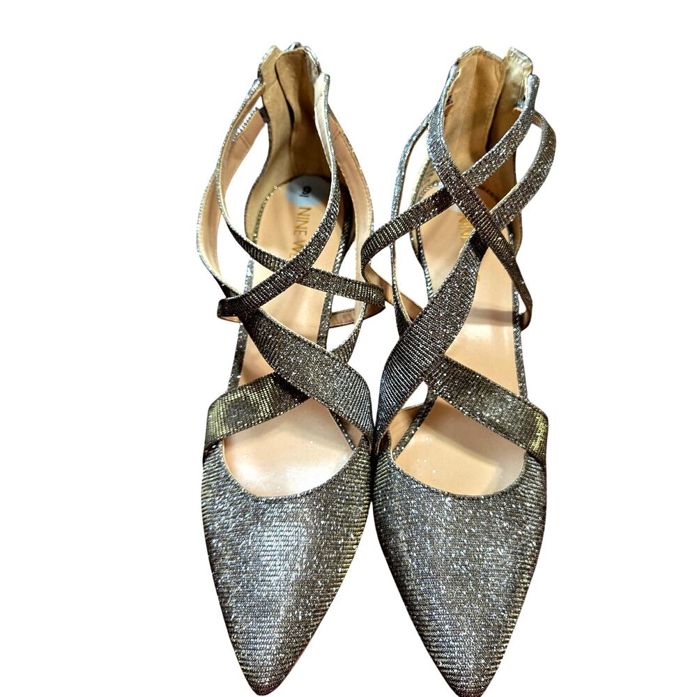 9 West Size 9 Silver High Heel Sparkle Party Women's Shoe